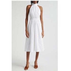 Veronica Beard Kinny Smocked Cotton Blend Mini Dress, White, Size 10, NWT‎